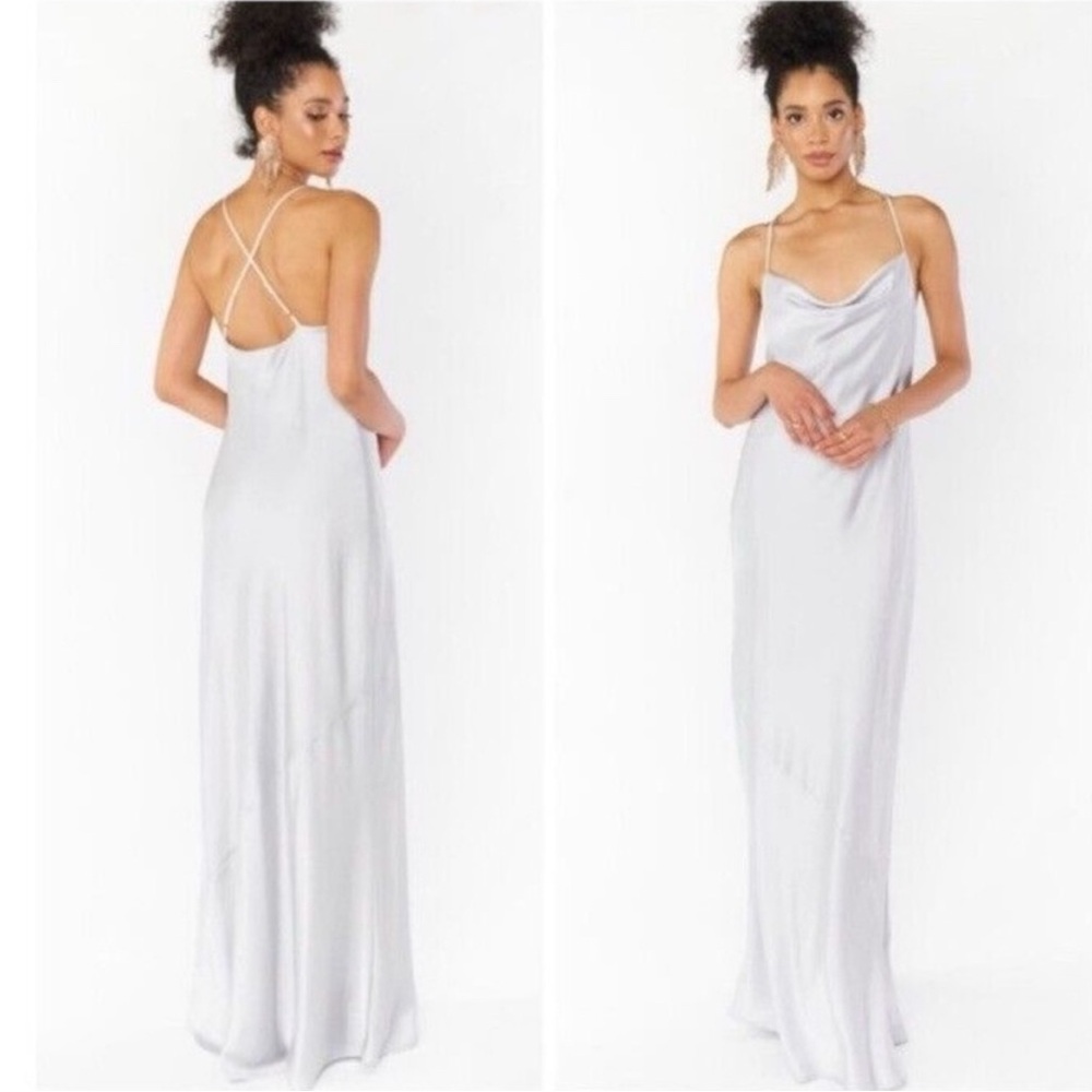 Tuscany Maxi Slip Dress ~ Silver Luxe Satin